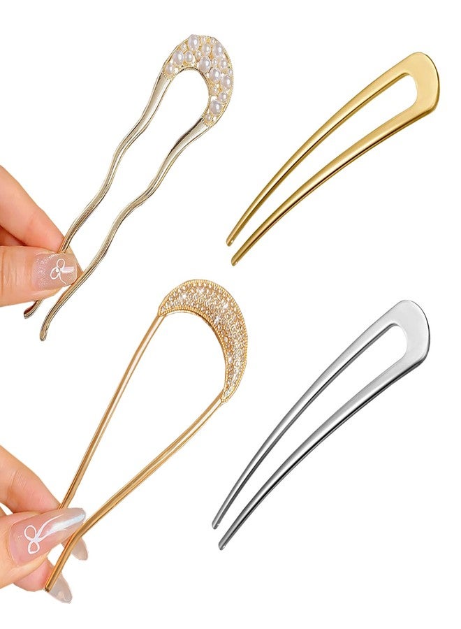LAIFOOSHEN French Hair Pin for Buns and Updos, French Twists Hair Pin Hair Clip with No Hair Damage,Hair Pins Pearl for Thin&Thick Hair,Gold Hair Accessories for Women Girls - Image 1